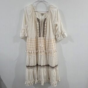 Magic Womens Maxi Dress Size 1X Tiered Boho Indie Ren Faire Fairy Grunge Fringe